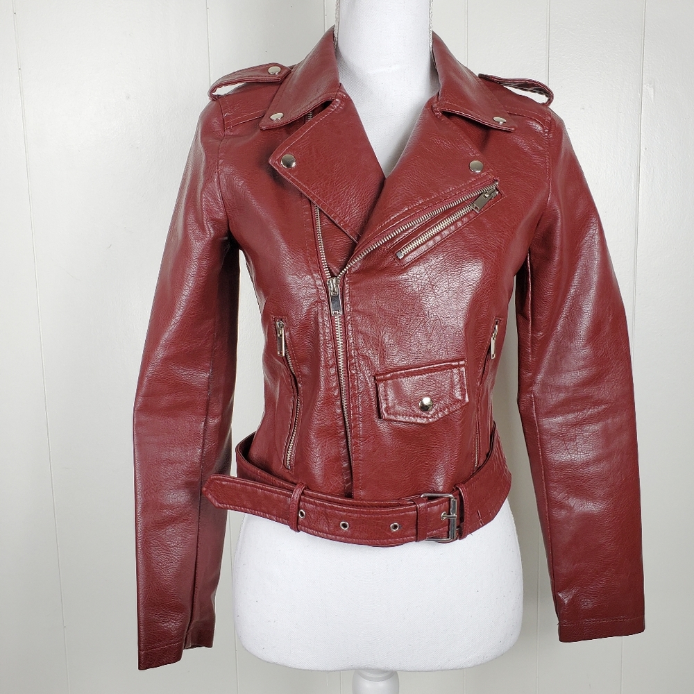bomber / moto jacket with zipper and buckles size small